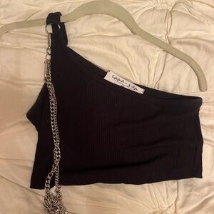 LF black crop top going out top